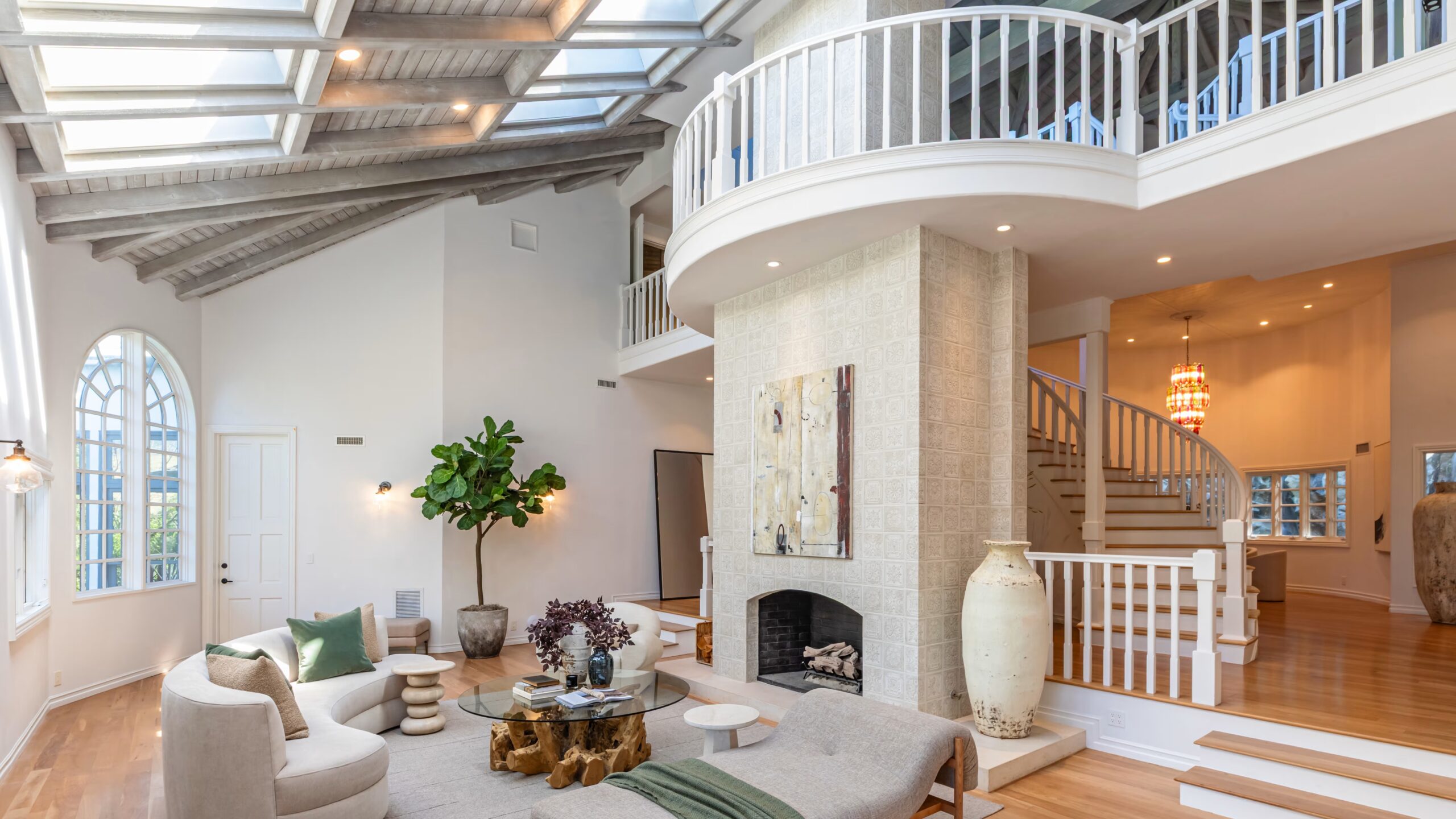 A spectacular living room bathed in light