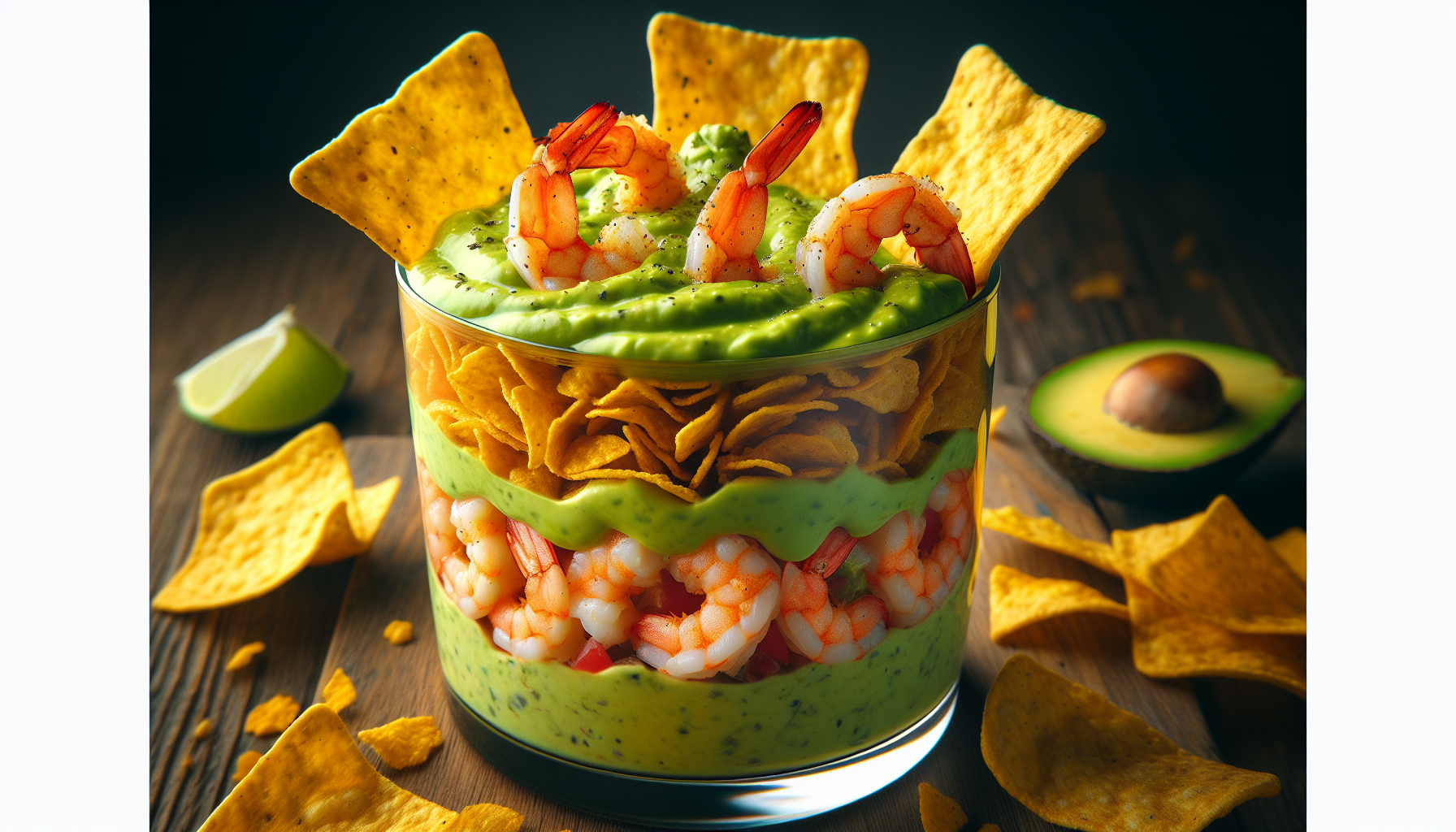 Verrine d’avocats et crevettes de Matane Tostitos