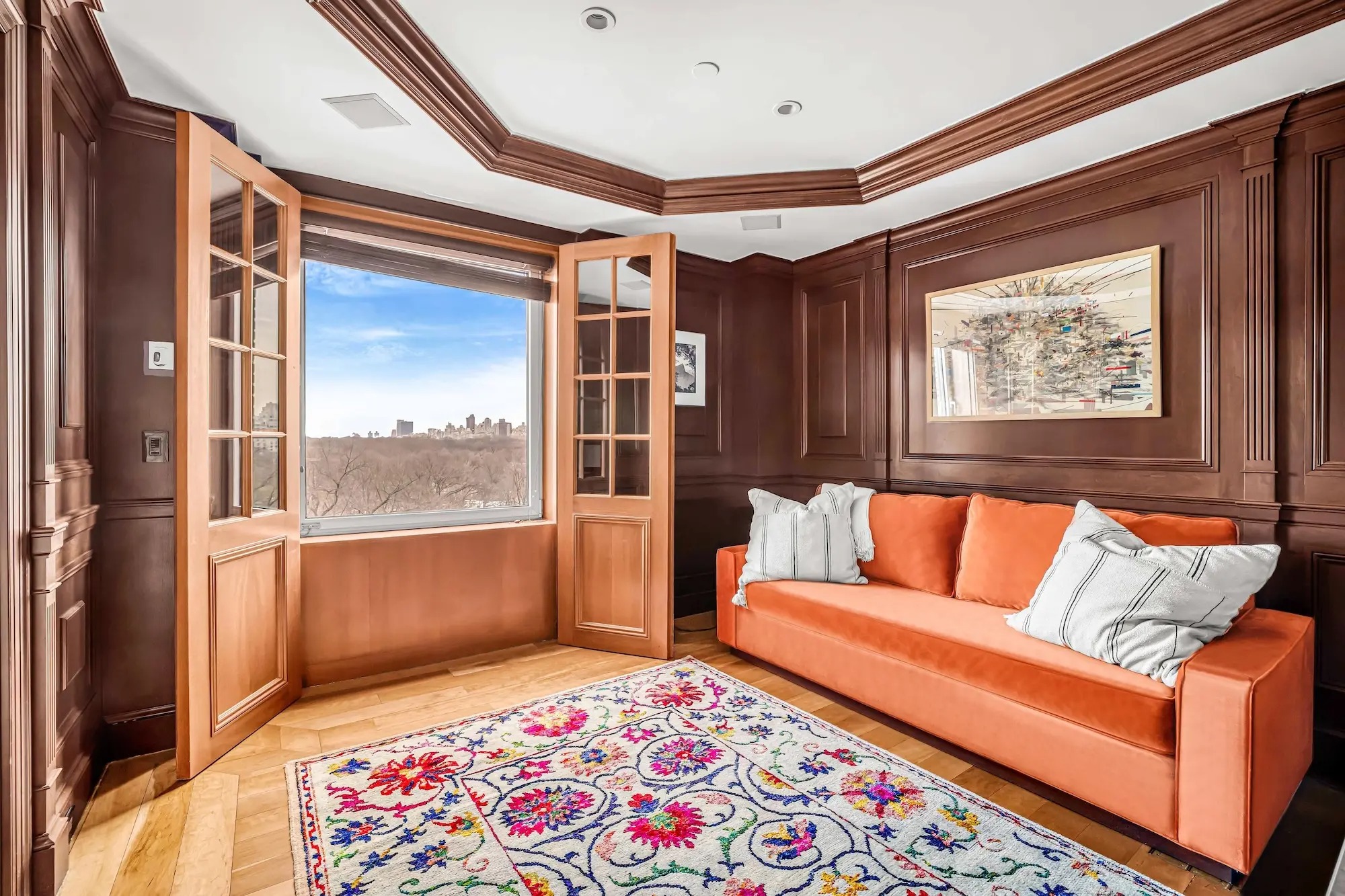 The living room with a view of Central Park