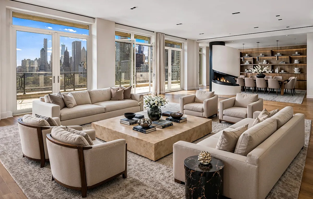Living room with a spectacular view of Central Park