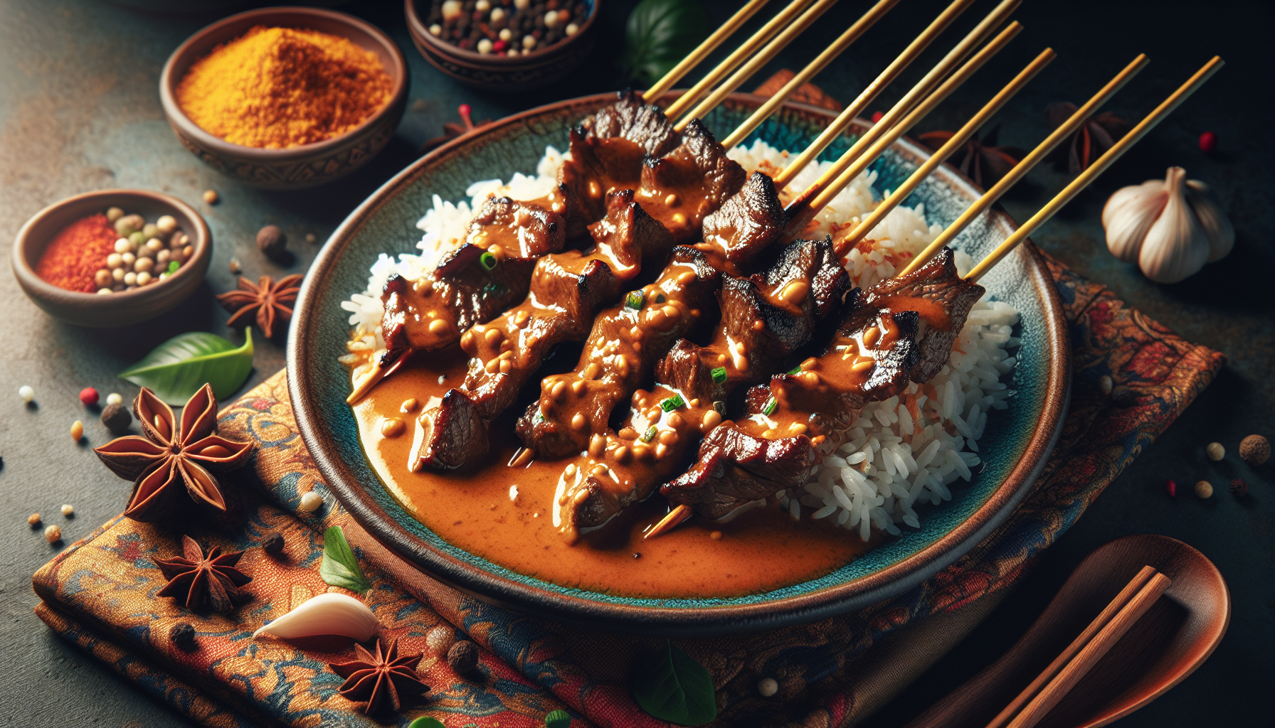 Satay au boeuf grillé