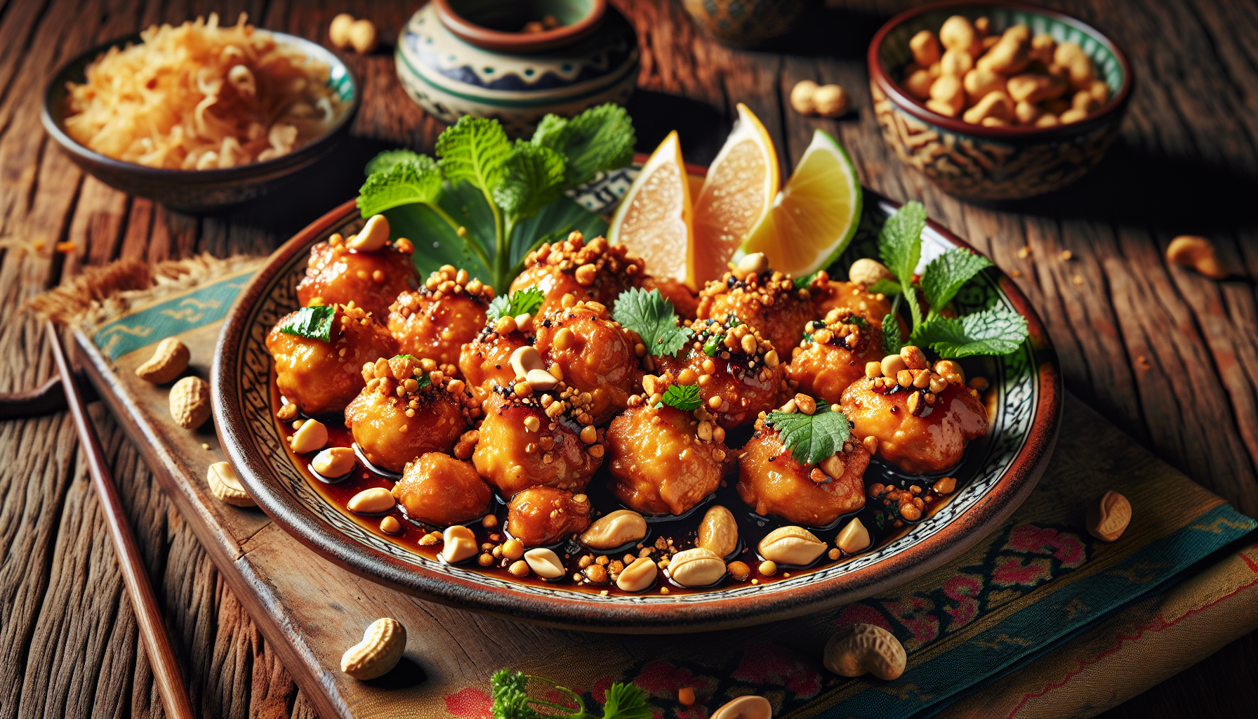 Bouchées thaïlandaises au poulet et arachides