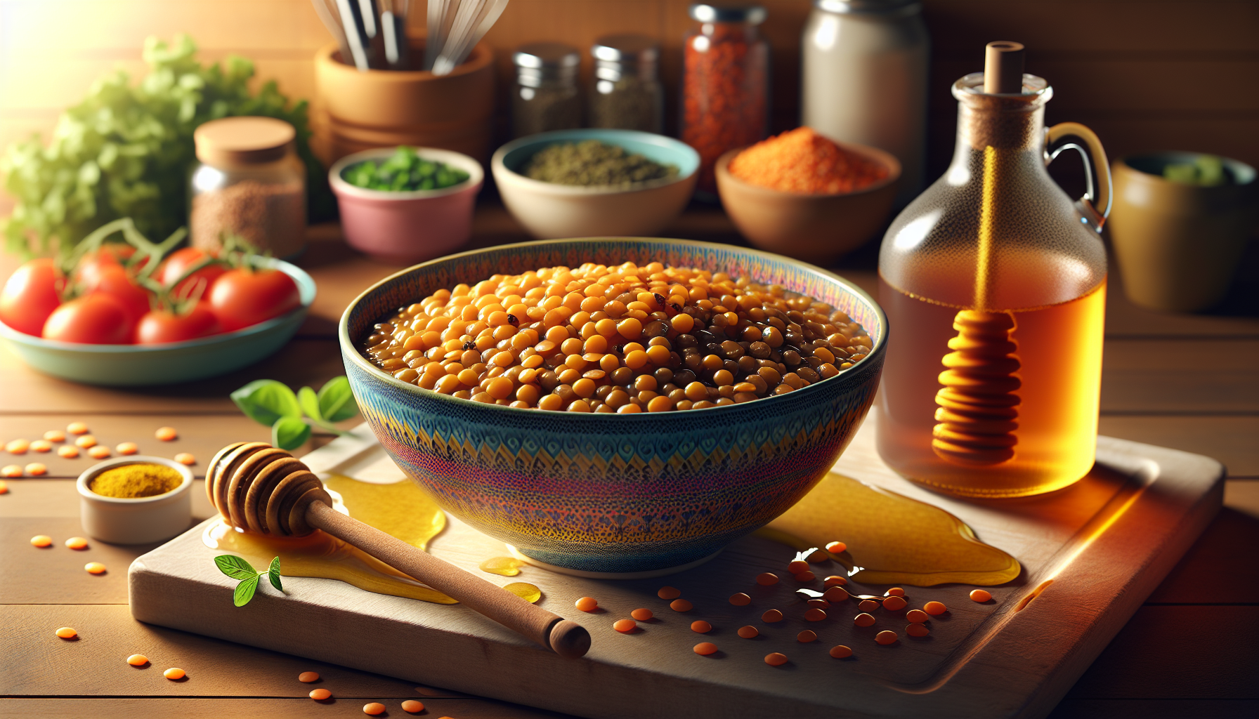 Lentilles sucrées, vinaigrette au miel