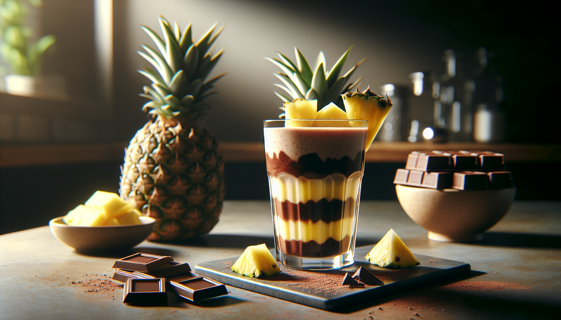 Smoothie ananas et chocolat