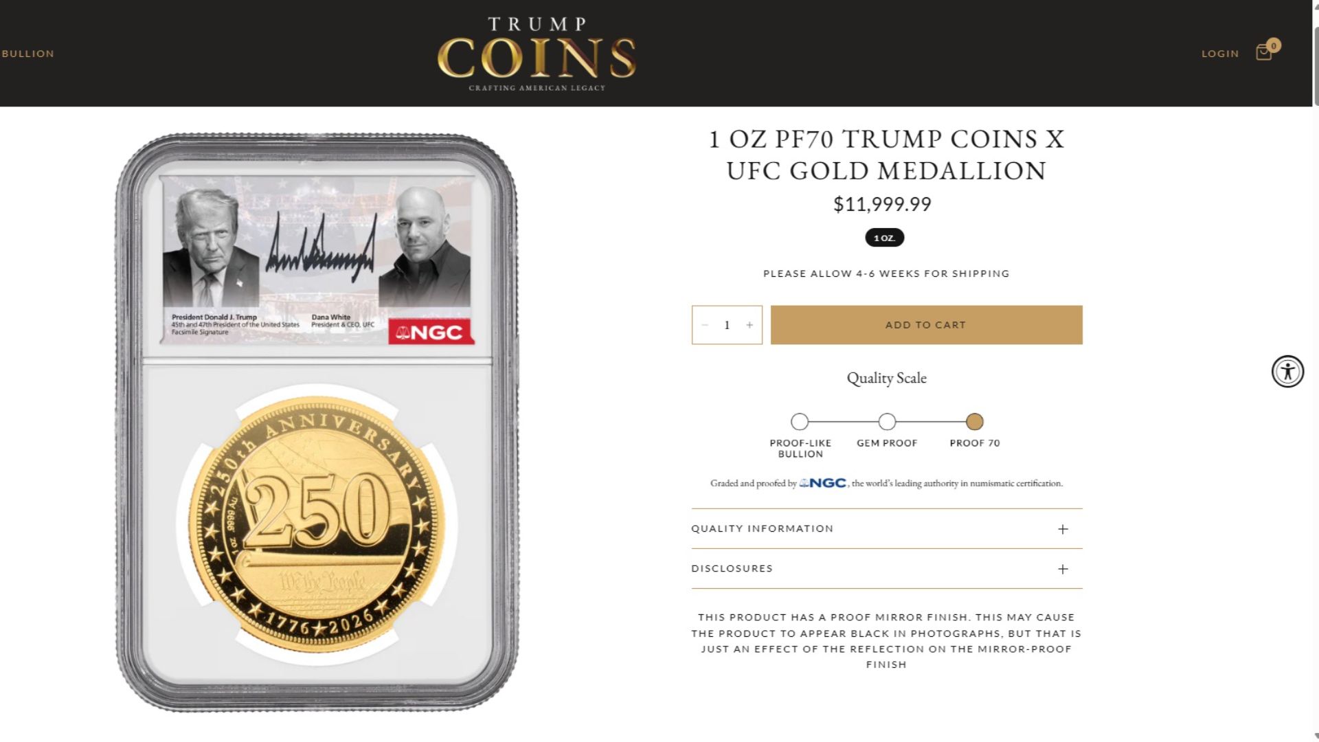 Sold Through Trump's Coin Platform