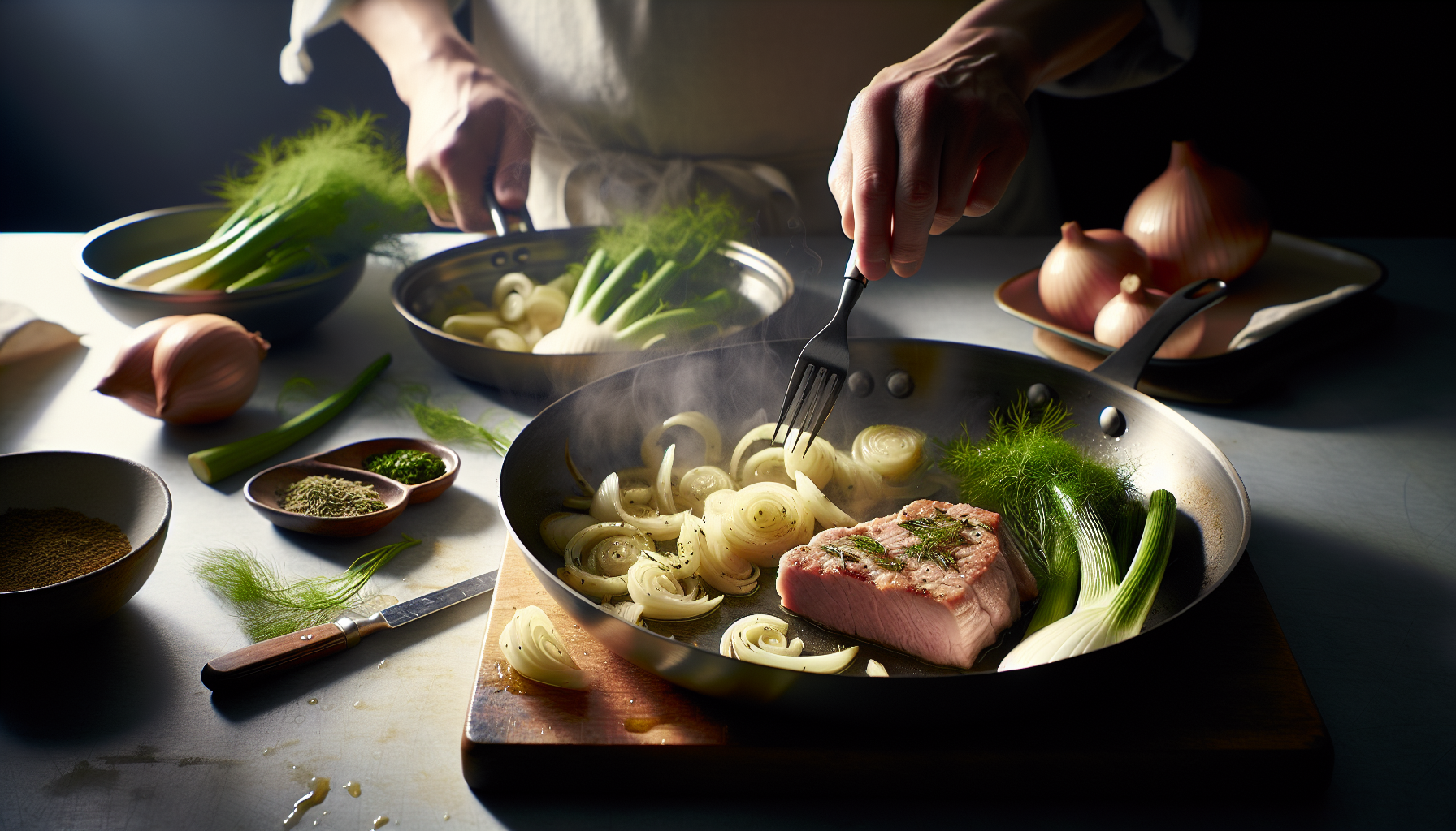 Porc aux fenouils sautés
