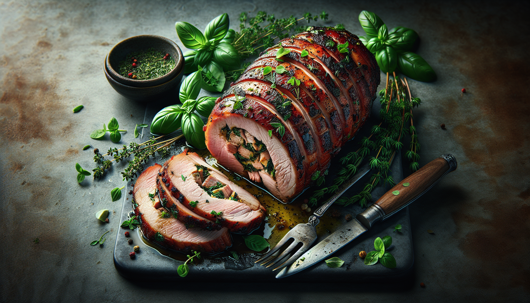 Porc farci aux herbes citronnées