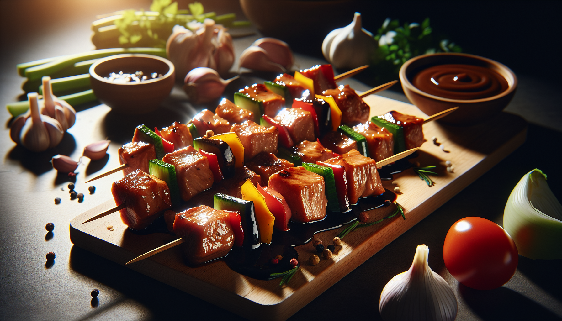 Brochettes marinées de porc BBQ
