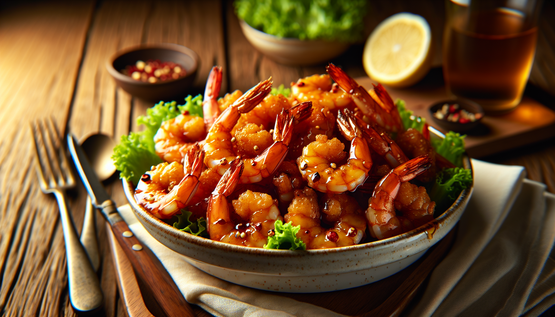 Crevettes croustillantes au miel épicé