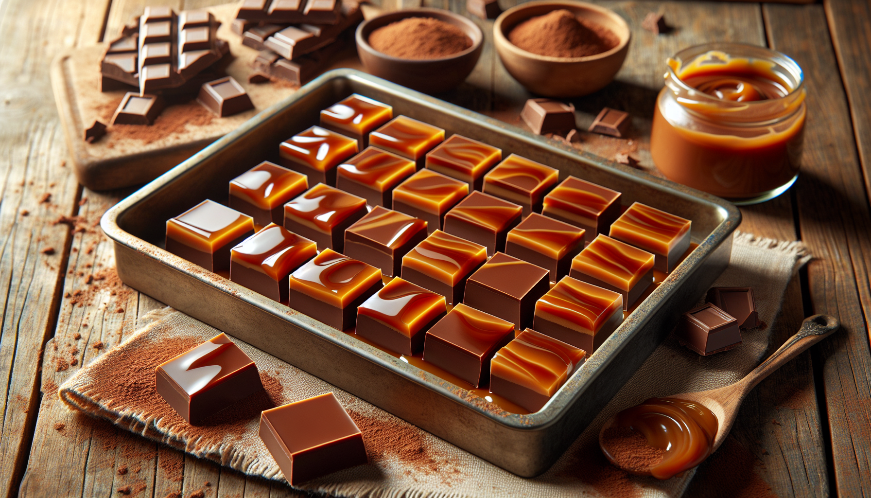 Carrés chocolatés au caramel