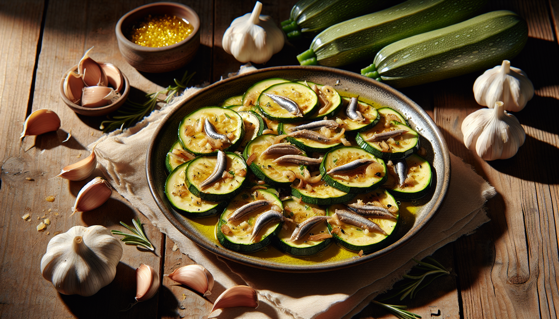 Courgettes sautées à l'ail et à l'anchois