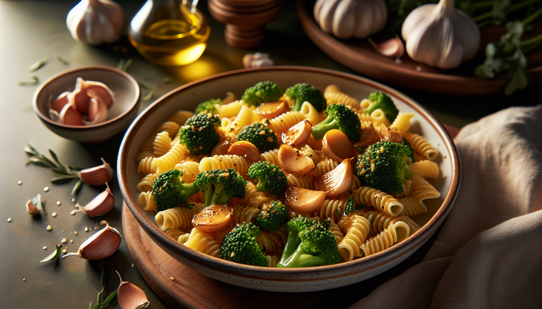 Conchiglies aux brocolis et à l'ail confit