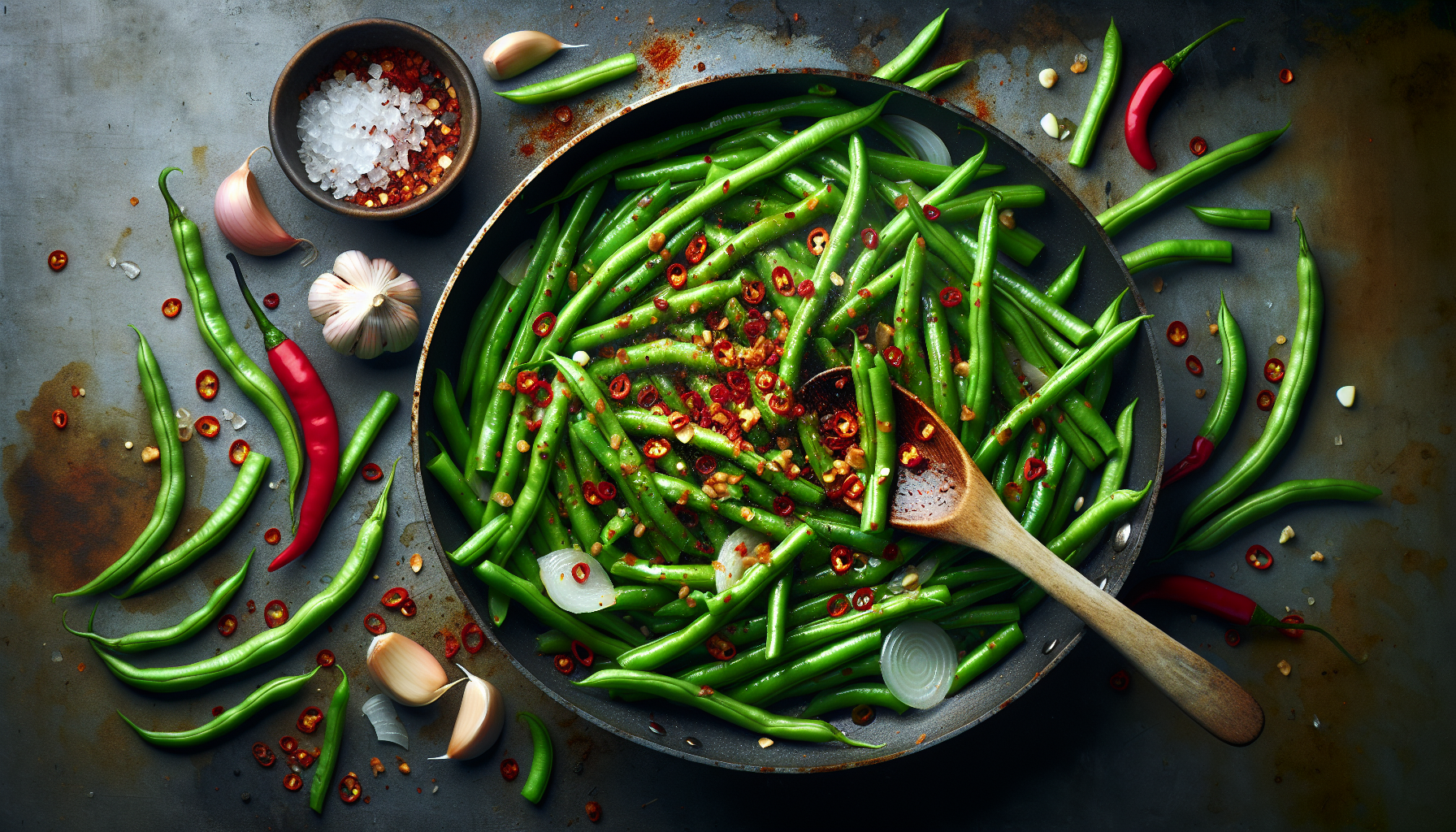Haricots verts rapides et relevés