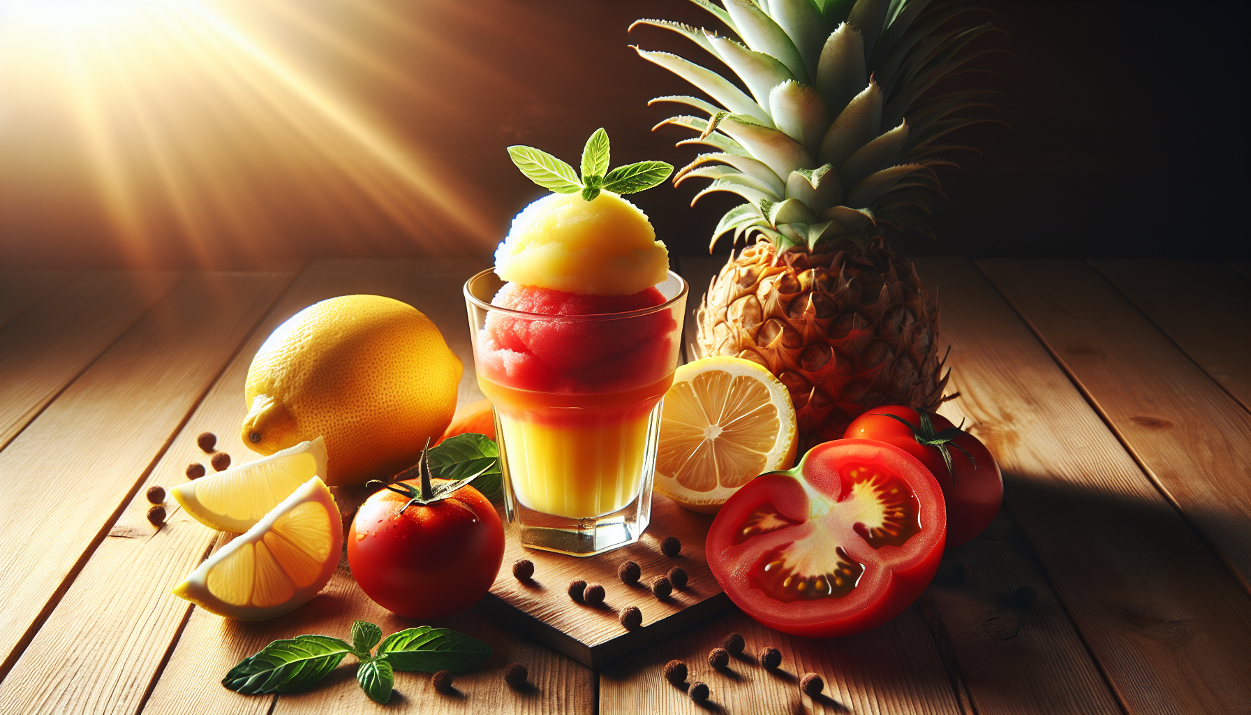 Sorbet au citron, ananas et tomate