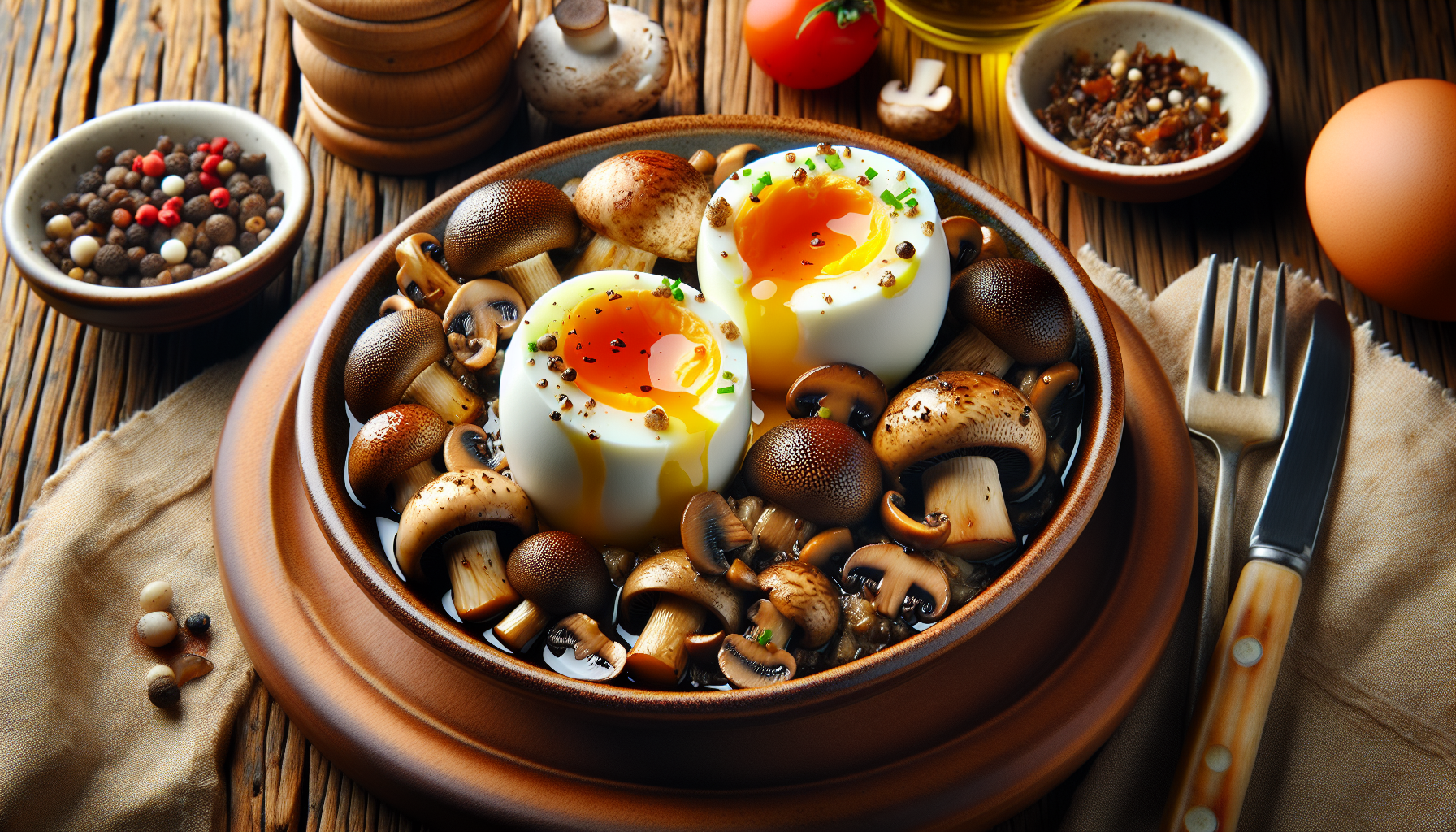 Oeufs mollets à la fricassée de champignons