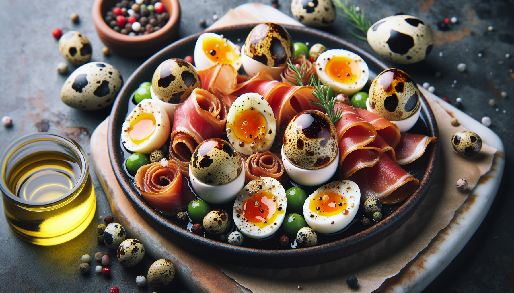 Oeufs de cailles au magret fumé (tapas)