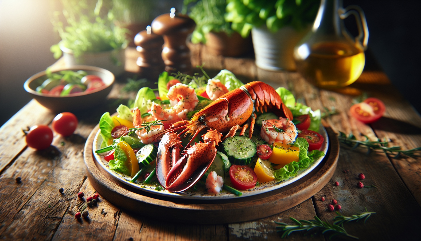 Salade printanière de homard et langoustines