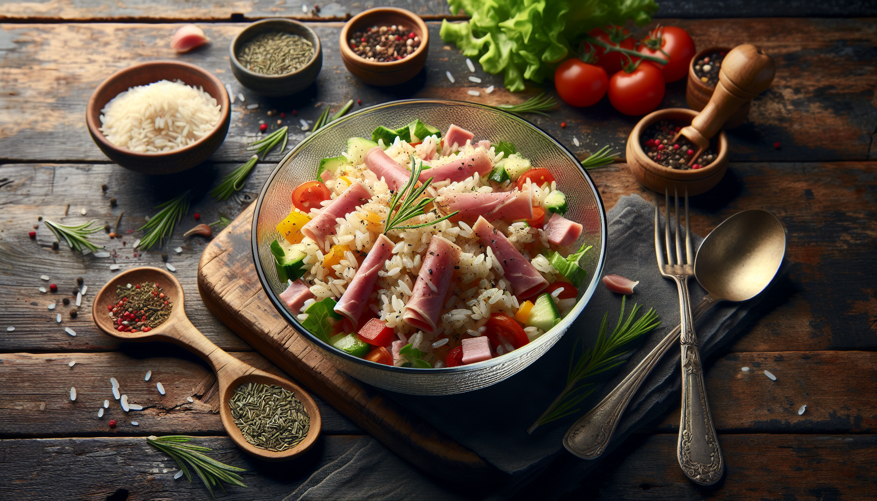 Salade de riz et jambon