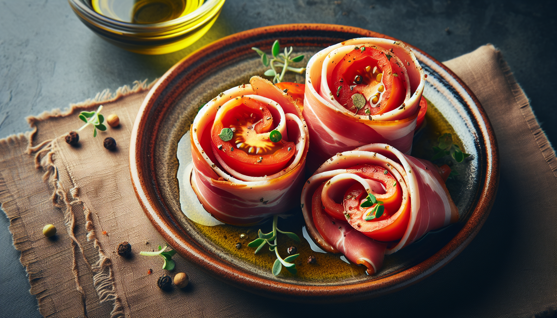Roulés tomates et jambon (tapas)