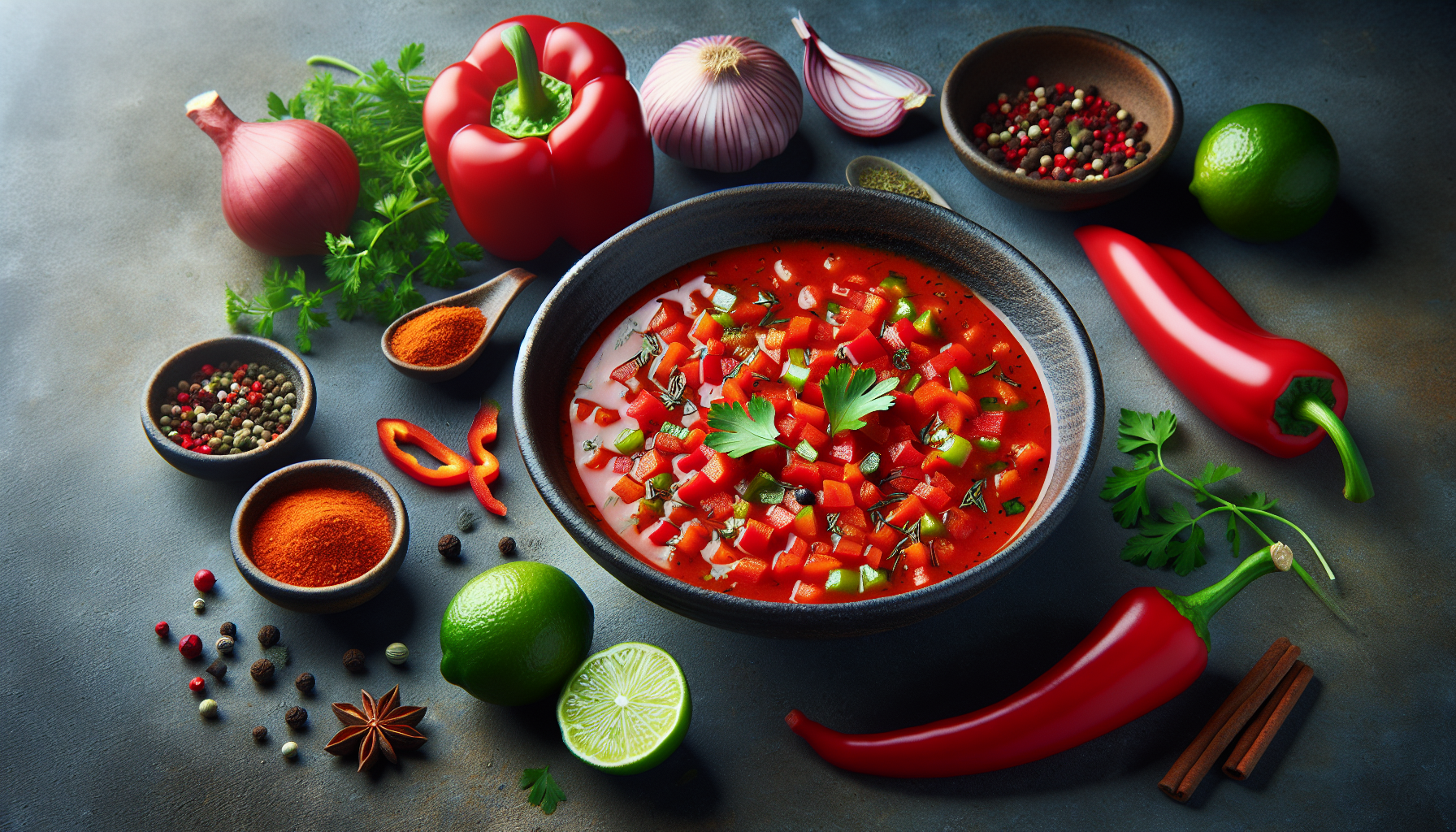 Soupe aux poivrons rouges et à la lime