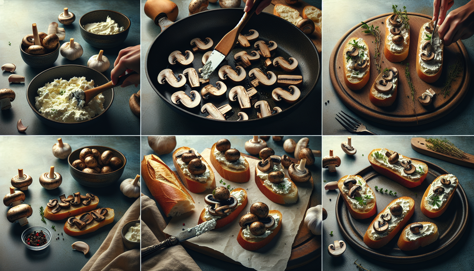 Crostini aux champignons sautés