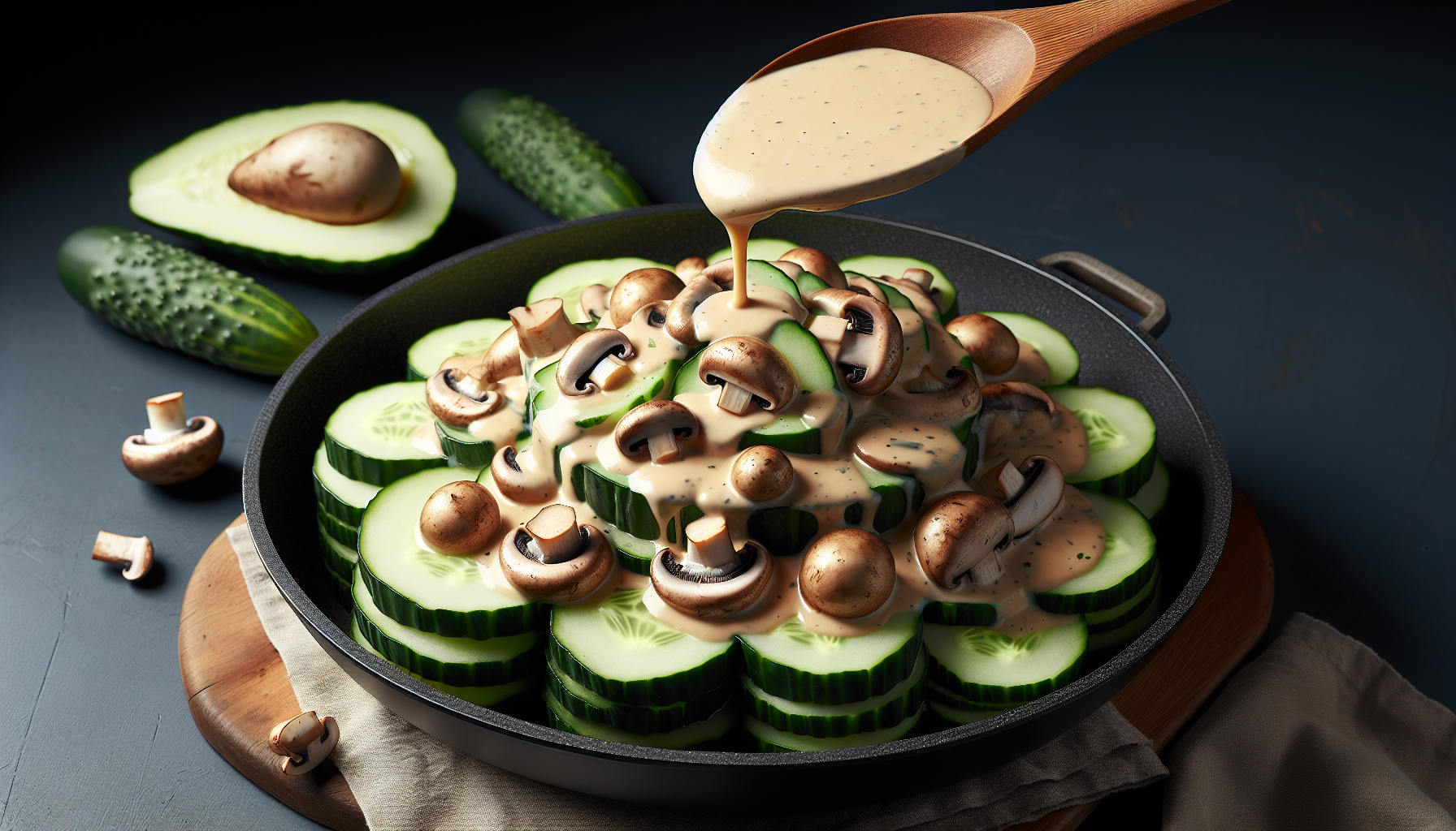 Concombre à la sauce aux champignons