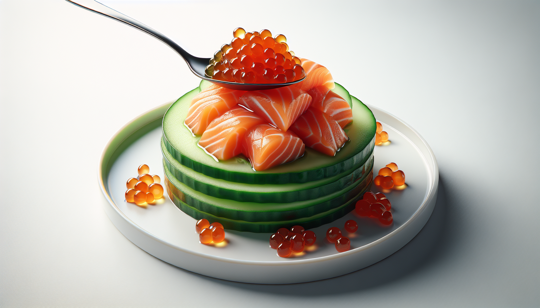 Concombre au saumon et caviar de poisson volant