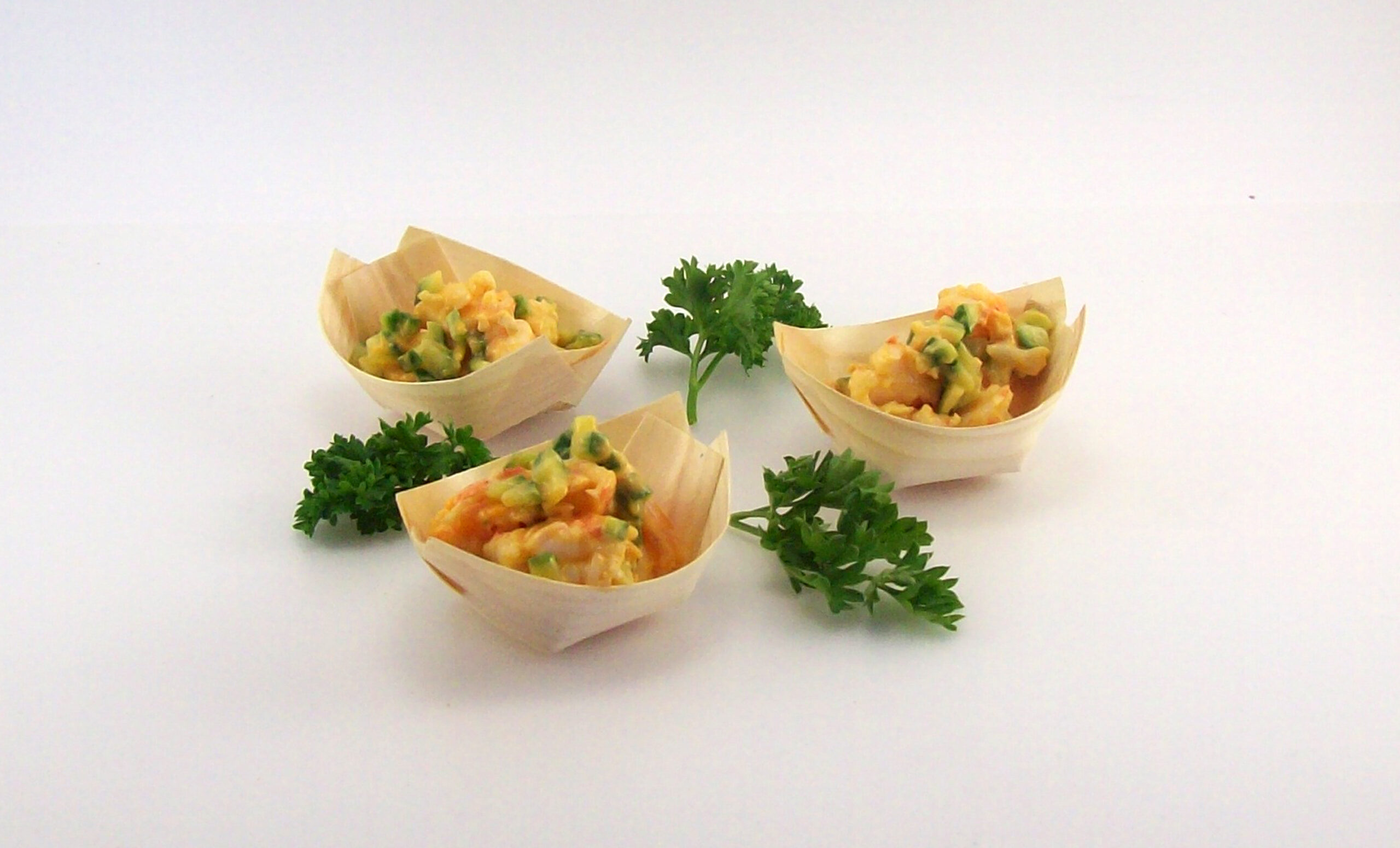 Barquette de concombre et crevettes, sauce abricot
