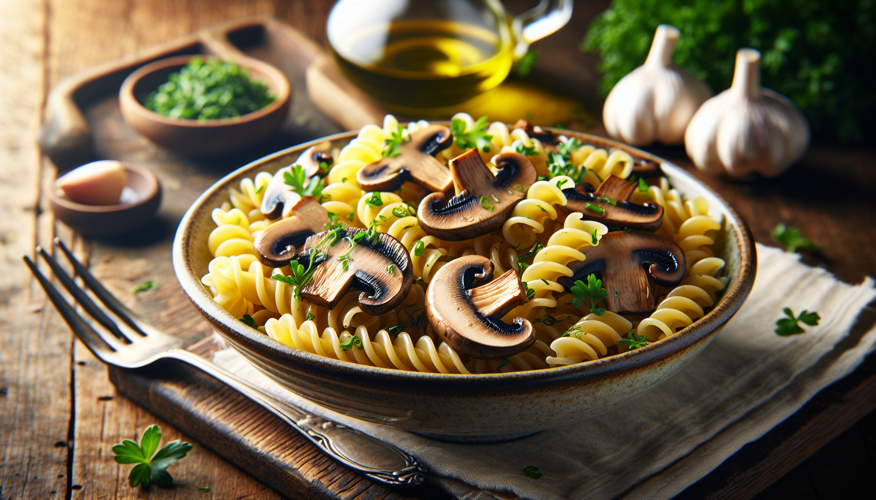 Fusilli aux champignons et estragon