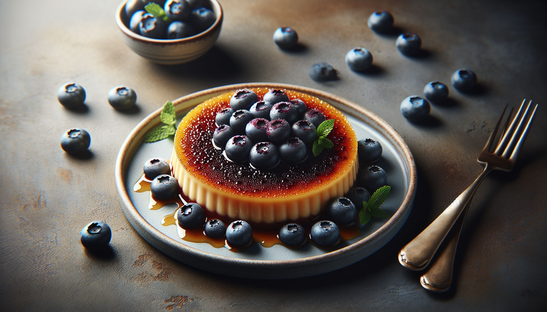 Crème brûlée aux bleuets sauvages