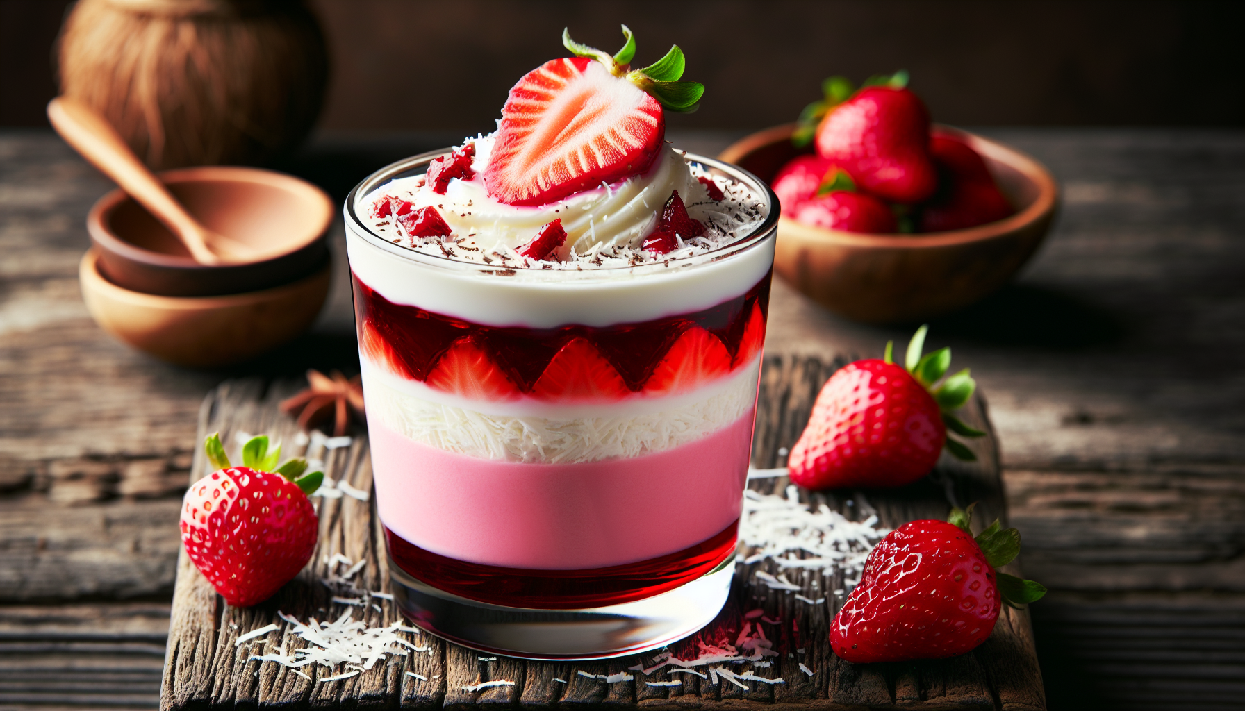 Crème prise coco-fraises-grenadine