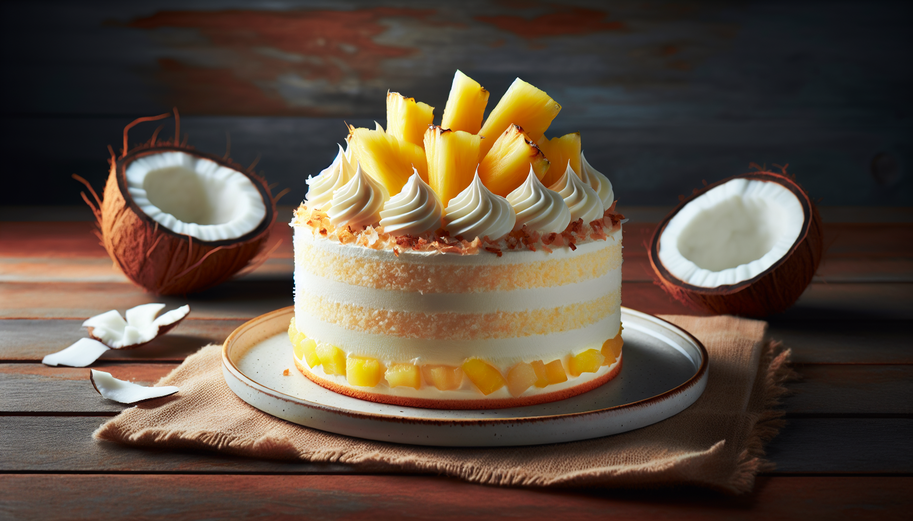 Dacquoise à l'ananas et noix de coco