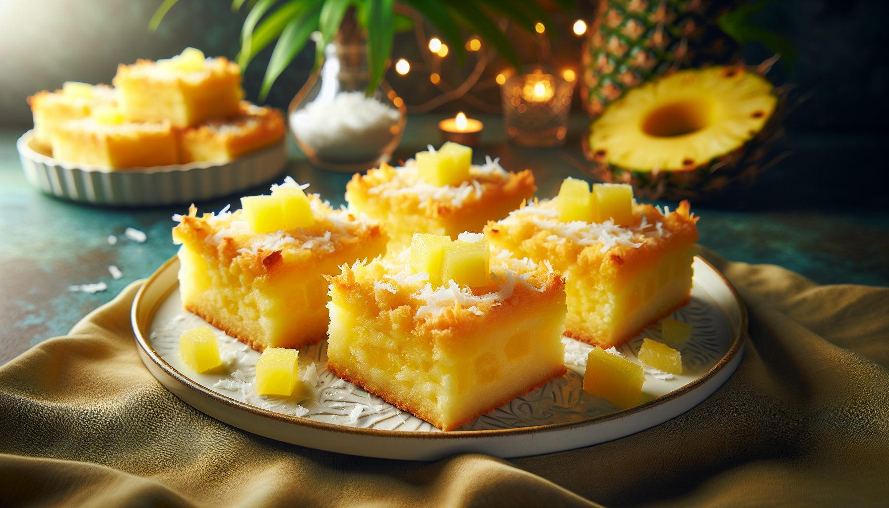 Carrés aux ananas et noix de coco