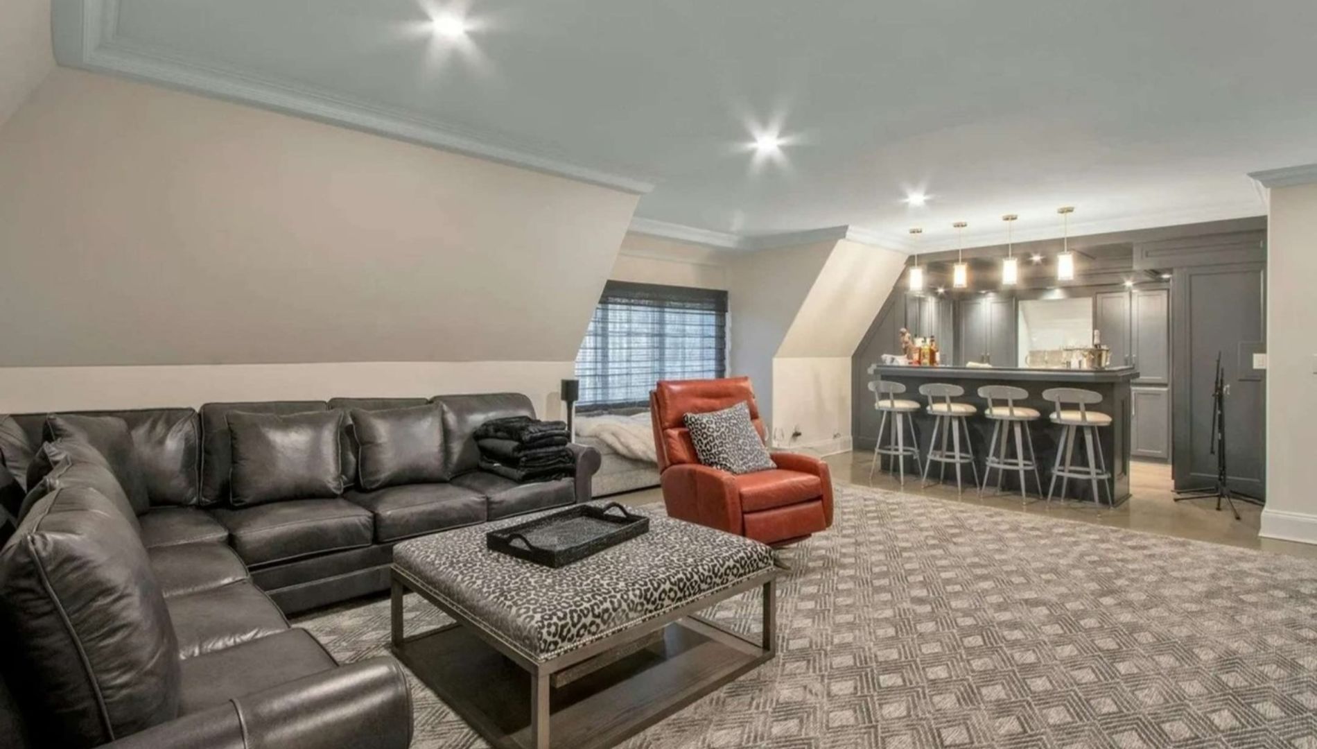 Living room with a bar