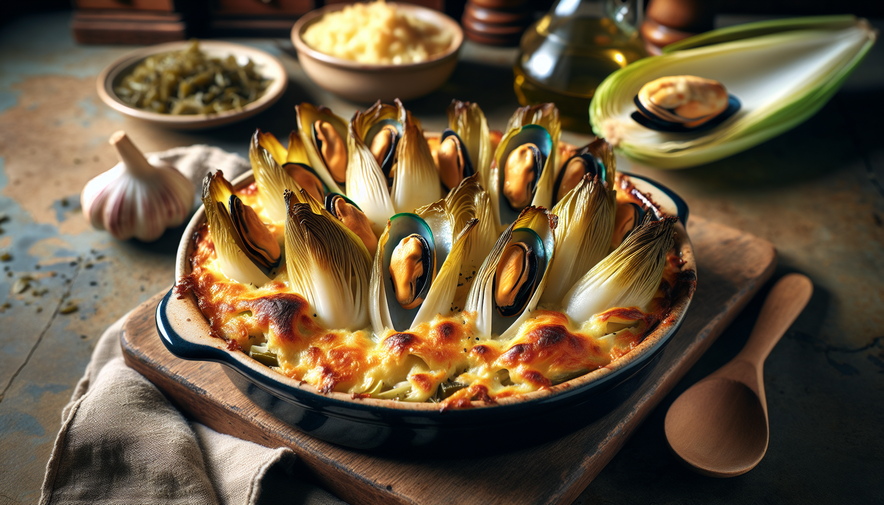 Gratin de moules aux endives