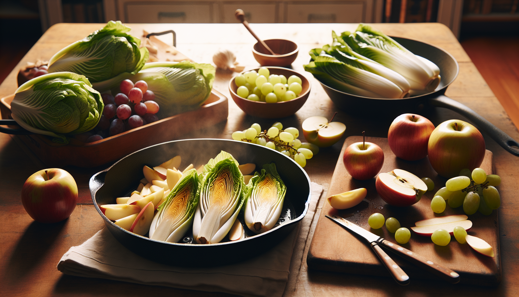 Endives sautées pomme et raisins