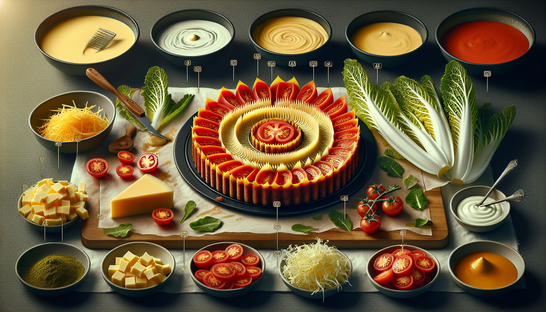 Flans de tomate, cheddar et endives