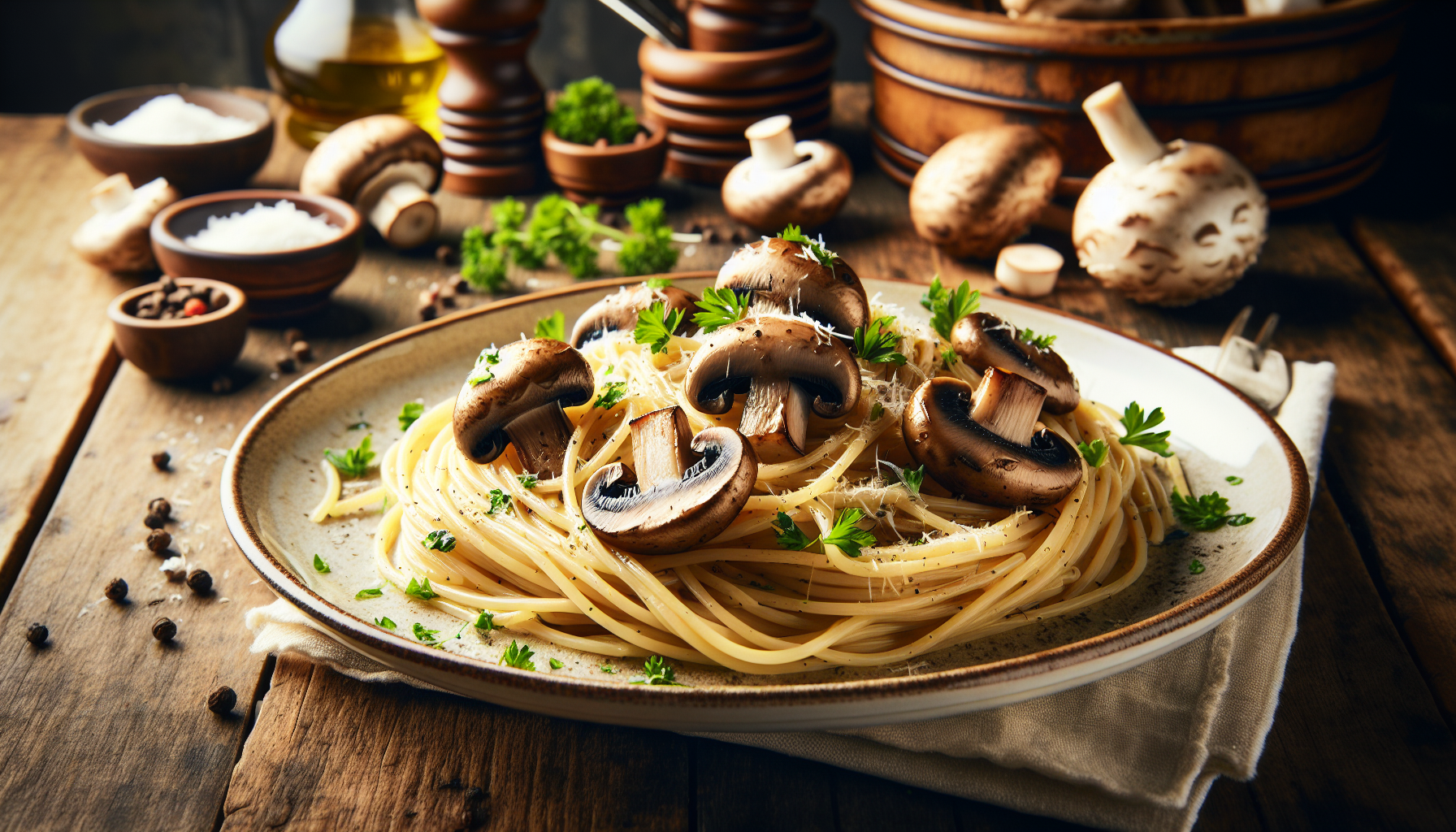 Spaghetti aux champignons