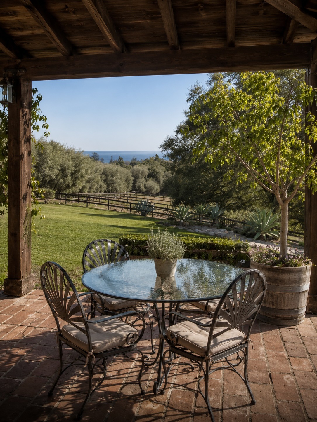 Terrace with an ocean view