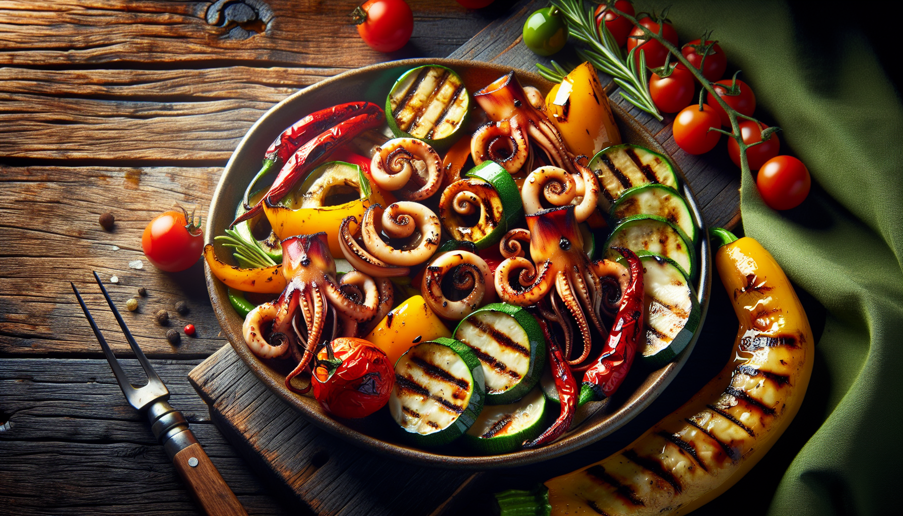 Calamars aux légumes BBQ