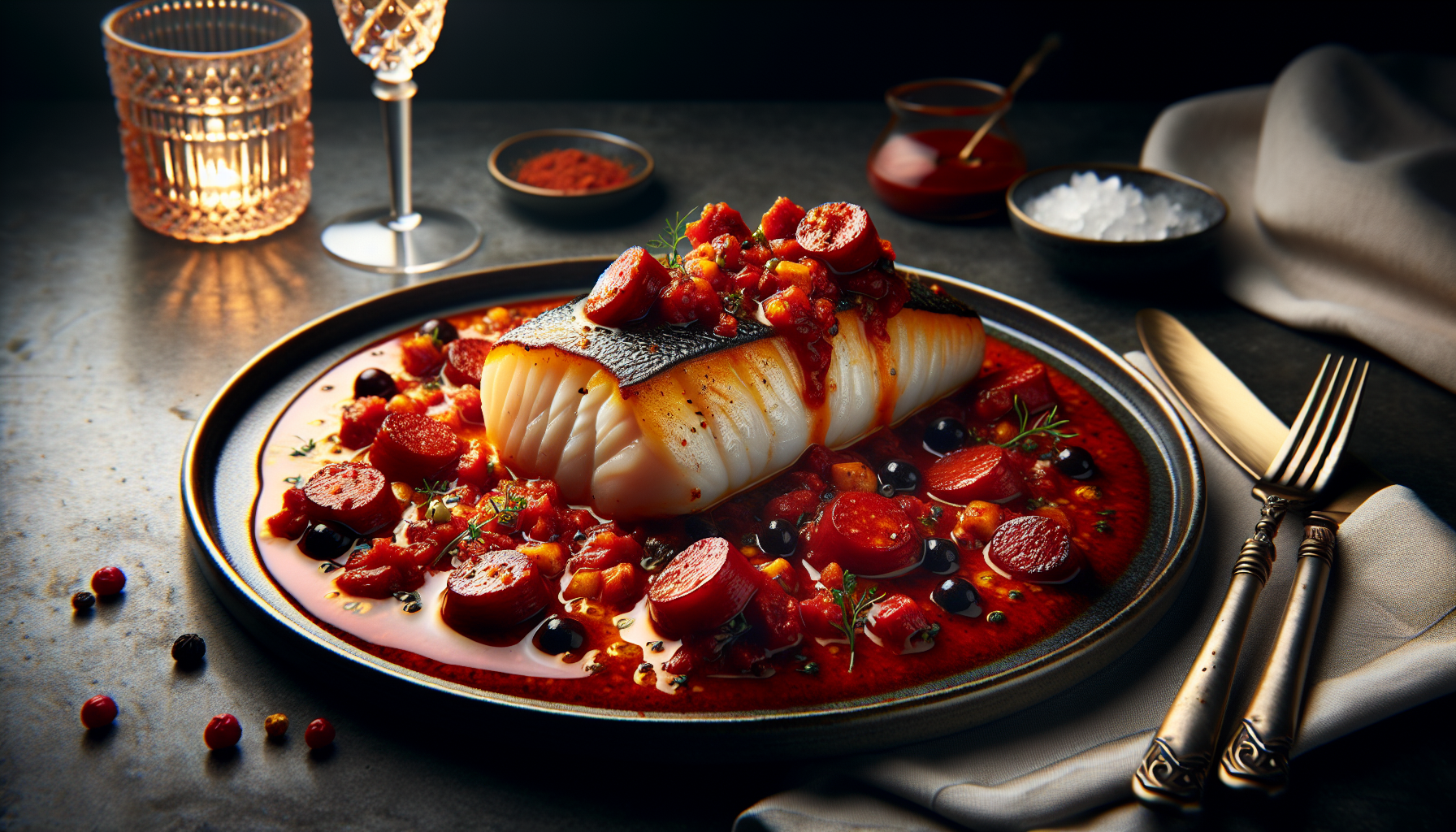 Morue à la sauce tomate et chorizo