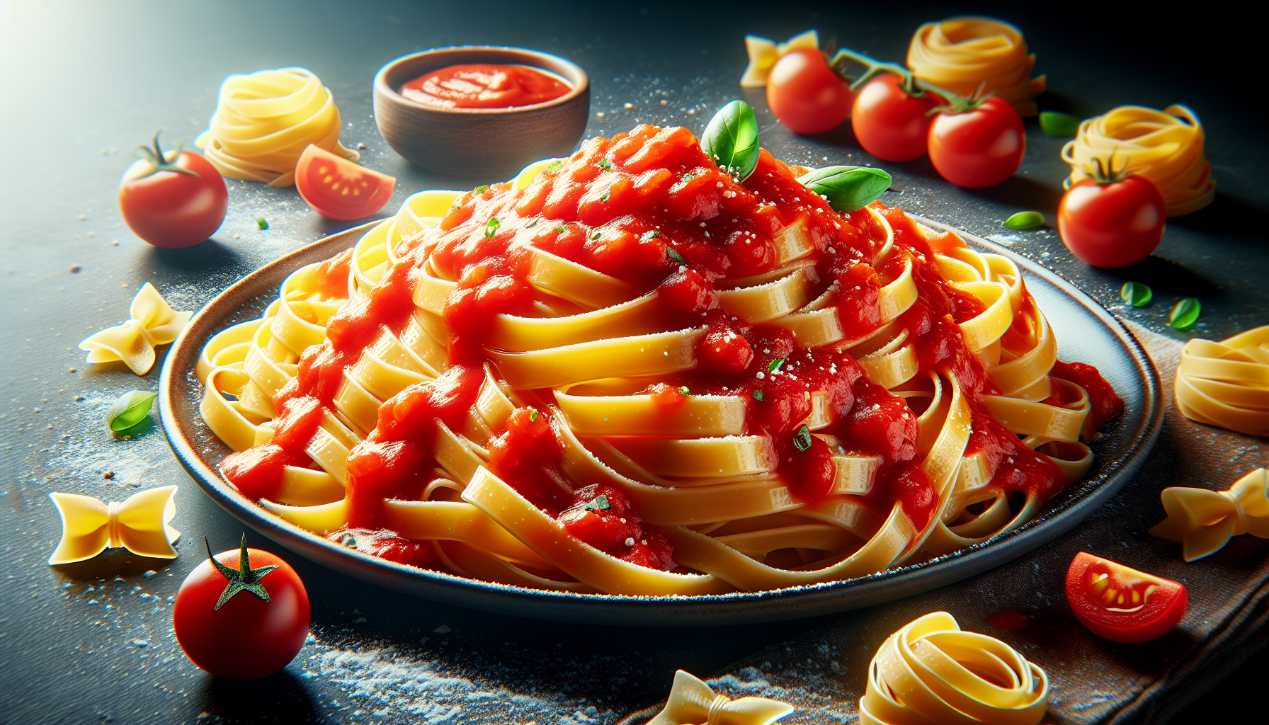 Tagliatelles, sauce aux tomates fraîches