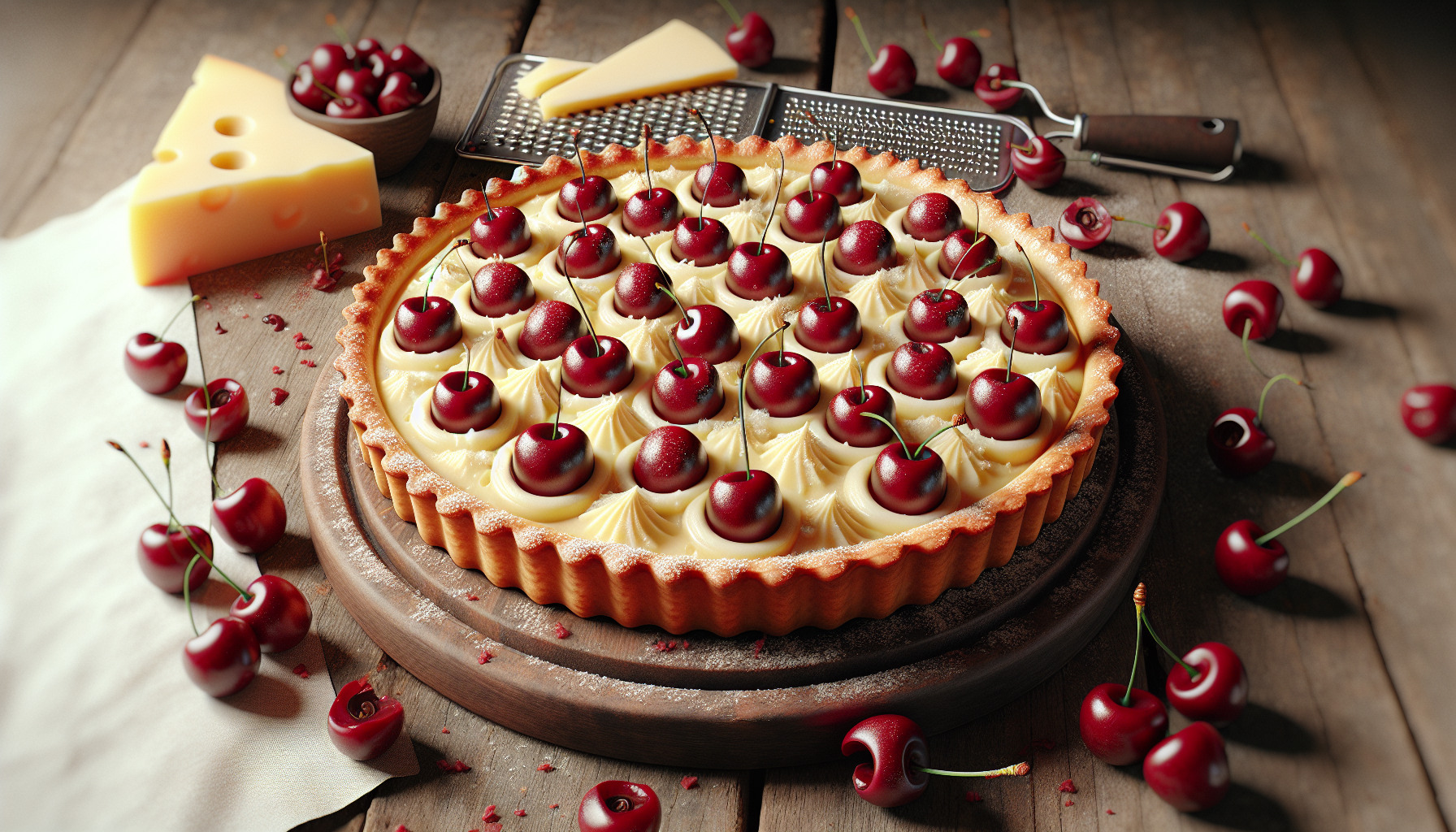 Tarte au fromage et cerises