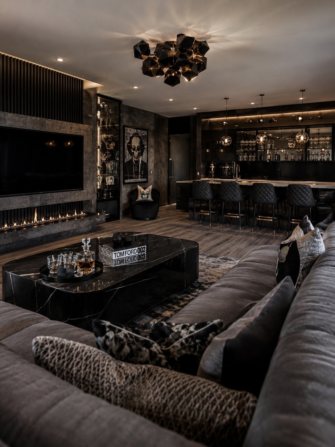 Le salon avec bar