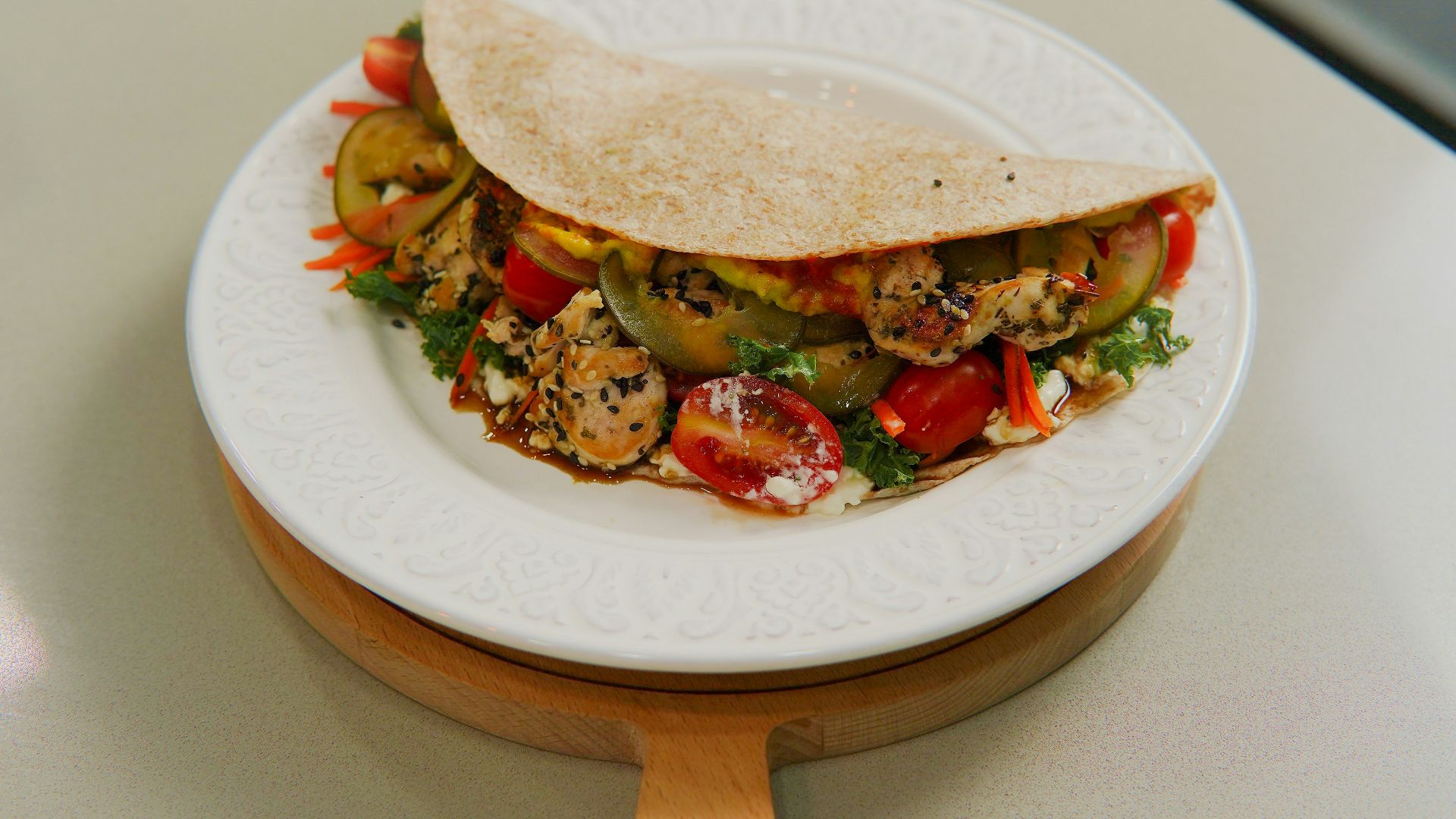 18. Pita au poulet et aux légumes
