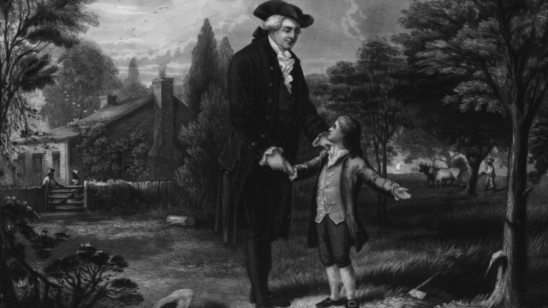 1. George Washington abattant le cerisier