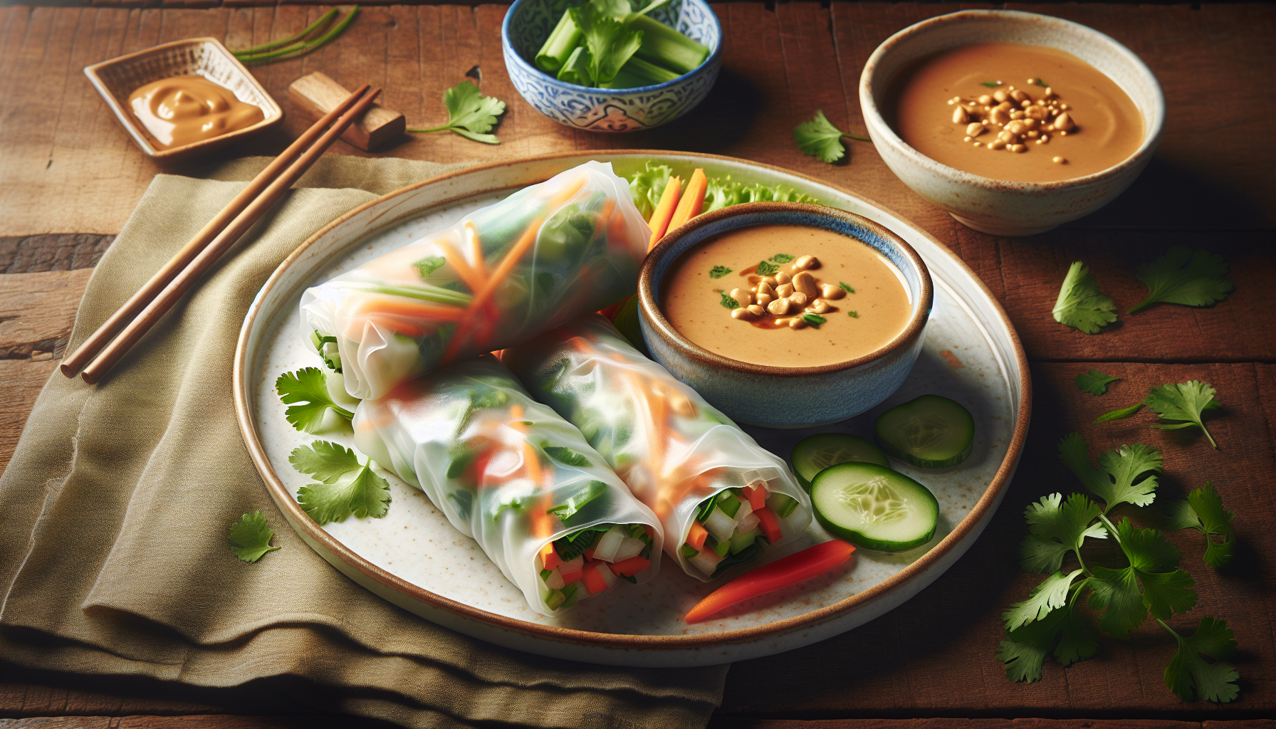 Rouleaux de printemps avec sauce à l'arachide