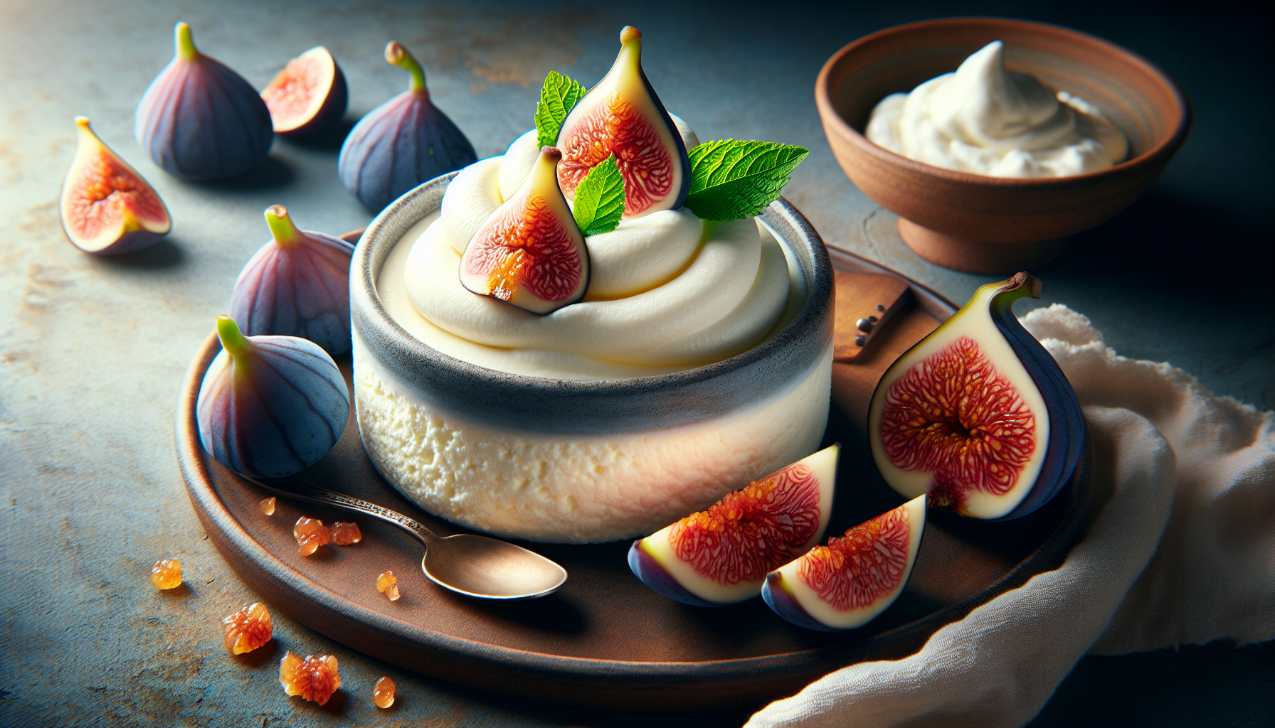 Mousse à la ricotta, servie avec figues