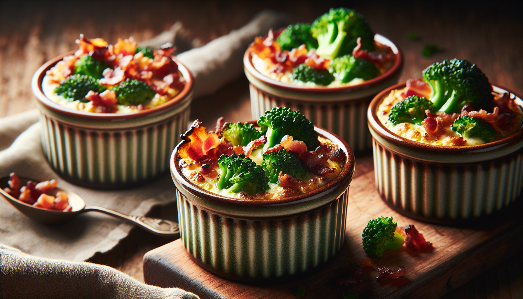 Broccoli Ramekins with Bacon Bits