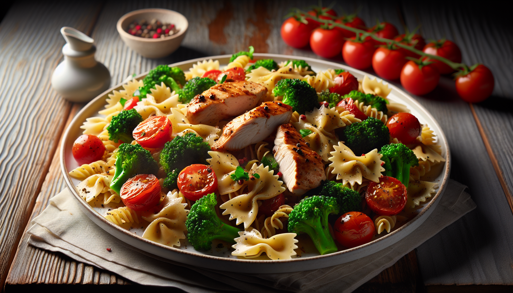 Farfalle with Broccoli, Tomatoes, and Chicken